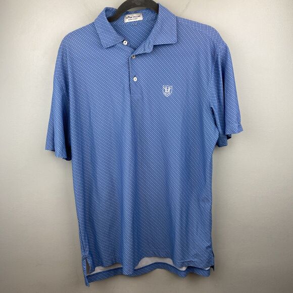 Peter Millar shirt Mens L blue summer comfort geometric dot - Picture 1 of 11